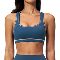 Soutien-gorge de sport en tissu brossé contrasté pour femme, débardeur athlétique dos nageur pour la course en extérieur et l'entraînement en salle de sport, Style 2036