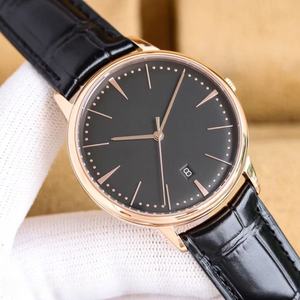 Reloj de negocios elegante para hombre con correa de cuero y esfera negra - Product Image 1