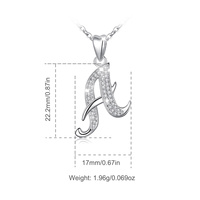 Collier personnalisé en argent 925 avec nom gravé, pendentif de haute qualité avec initiale personnalisée (26 lettres)