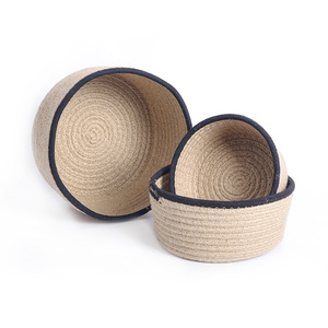 Nordic Round Hemp Rope Woven <b>Storage</b> <b>Basket</b> Handmade Desktop Organizer for Snacks Cosmetics Jewelry - Product Image 5