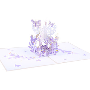 การ์ดอวยพรแบบป๊อปอัพลายดอกไม้รูปผีเสื้อ3D การ์ดสีม่วงของขวัญสำหรับผู้หญิงภรรยาลูกสาวคุณแม่คิดแบบ<span class=keywords><strong>วัน</strong></span> - Product Image 2