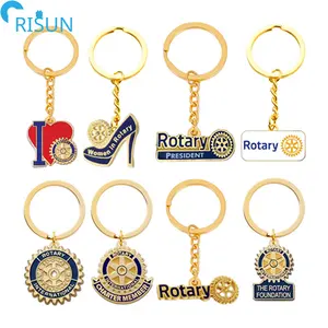 Manufacturer Customized Enamel Rotary Club International Member Llavero Keychains Keyrings Custom Rotary Key Chain