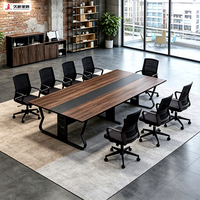Table de réunion longue JIUSHUN pour bureau, travail d'équipe, luxe, grande taille, personnalisable, en bois et métal