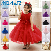 Robes de cérémonie pour petites filles avec nœud papillon et tulle superposé, Robes de fête pour enfants, Robes de demoiselles d'honneur, Robes d'anniversaire pour filles de 2 ans - Vente en gros
