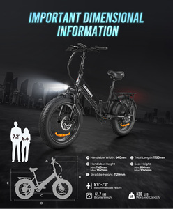 Vélo électrique pliable OEM/ODM 500D, 20 pouces, en alliage d'aluminium, pneus larges tout-terrain - Product Image 6