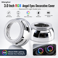 LANSEKO RGB LED Angel Eyes Shrouds pour projecteurs HID LED 3.0" avec lentille 5D, contrôle par application, IP67, 12V 24V pour phares de voiture