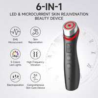 Appareil de beauté facial Booster Pro 6-en-1 en verre véritable avec dispositif pour les yeux, microcourant pour lifting du visage, équipement de beauté