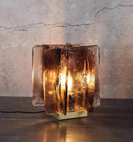 Lampes de table en verre LED modernes nordiques en ambre américain, vente en gros OEM/ODM, pour chambre à coucher et chevet
