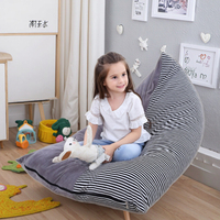 Fauteuil Poire Extra Large Gris Rayé Moderne et Moelleux avec Housse Amovible et Design Ajustable pour Enfants, Adolescents et Adultes - Rangement et Détente