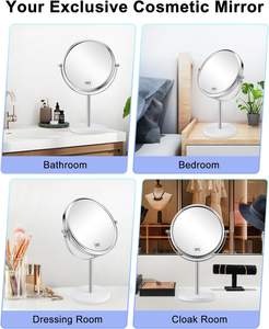 <span class=keywords><strong>Miroir</strong></span> de table de beauté <span class=keywords><strong>sur</strong></span> <span class=keywords><strong>pied</strong></span> haut avec cadre métallique rond personnalisable et base en marbre - Product Image 4