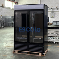 Réfrigérateur Vitrine Commerciale Supermarché à Porte Coulissante Verticale 1100L, Éclairage LED, Dégivrage Automatique, 5 Niveaux, pour Boissons (0~10°C)