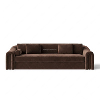 Canapé FERLY moderne à accoudoirs incurvés en velours, canapé droit de luxe 3 places, canapé rembourré en tissu pour salon, mobilier de maison