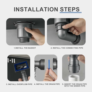 Desagüe de Cocina Moderno y Ajustable Personalizable con Sifón en P, Protección Antiolores e Insectos, Ecológico - Product Image 5