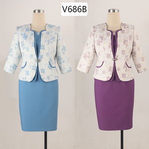 Traje Formal Floral Morado con Diseño Empalmado para Mujer, Tallas Grandes, Ropa de Iglesia, Vestido de Negocios, Atuendo de Oficina - Product Image 2