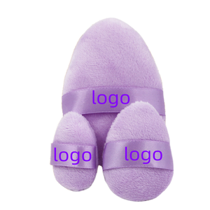 Bouffée de poudre de maquillage en coton doux triangle violet avec flocage Houppette libre - Product Image 1