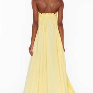 Elegante Vestido Maxi Amarillo sin Tirantes, Holgado, Estilo Boho, Casual de Verano, con Dobladillo con Volantes, Tejido Transpirable, Vestido de Playa - Product Image 2