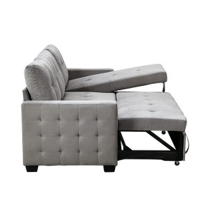 Modern L-Shaped Convertible Velvet Upholstered <b>Sofa</b> <b>Bed</b> With Storage Chaise Sleeper And Metal <b>Frame</b> For Cushion Back Living Room - Product Image 6