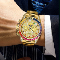 Reloj Cronógrafo de Acero Inoxidable de Lujo para Hombre con Logotipo Personalizado, Relojes Mecánicos Automáticos Clásicos con Zafiro y Moissanita de Colores
