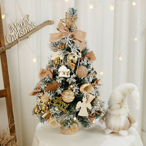 Mini Christmas <b>Tree</b> <b>Lights</b> and Ornaments 22-Inch Artificial Pine <b>Tree</b> Pot Tabletop Holiday Decor for Festive or Office Display - Product Image 1