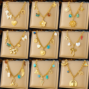 Fashion Pendant Necklace Zinc Alloy Heart Bow Cherry Flower Charm Party Jewelry - Product Image 5