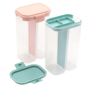 <b>Plastic</b> <b>Storage</b> Jars For Grains Cereals Pasta <b>Large</b> Capacity Divided Compartments Transparent Airtight Lid Cylinder Shape Size L - Product Image 5