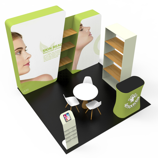 Portable Unique Modular Trade Show Exhibits Flexible Booth Solution with Aluminum Frame Tension Fabric Display Exhibition Stand