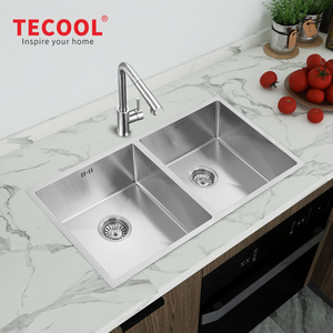 Lavello da cucina a doppia vasca in acciaio inox 304, sottopiano, personalizzabile, fatto a mano, all'ingrosso, per lavaggio - Product Image 1