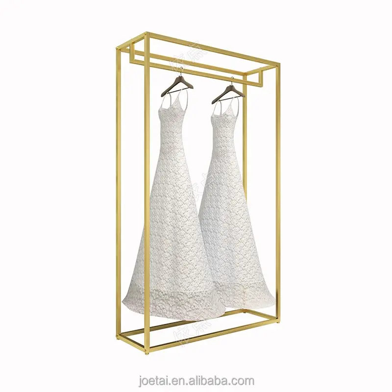 Floor high-end electroplating gold Bridal Shop Gold Wall Clothing Racks Boutique Store Garment clothes rack