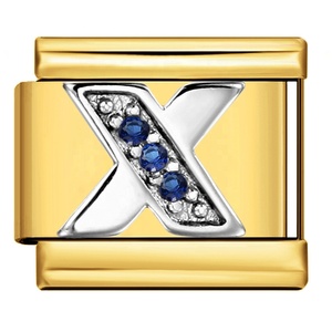 Breloques modulaires italiennes en lettres capitales A-Z, incrustées de strass en cristal bleu 9 mm, breloques de nom DIY pour bracelet femme - Product Image 4