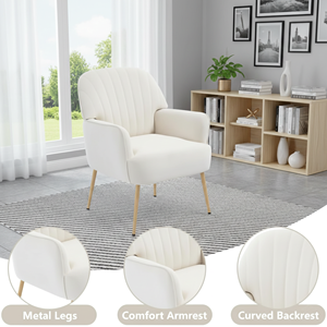 Comfortable Velvet Accent <b>Chair</b> Modern <b>Upholstered</b> Living Room <b>Chairs</b> Soft Luxury Single Sofa Armchair with Metal Legs - Product Image 4