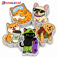 Stiker Kartun Hewan Peliharaan Kustom Kucing dan Anjing Kawaii, Stiker Vinyl Die Cut Perekat Sendiri Tahan Air untuk Botol Air dan Casing Tablet