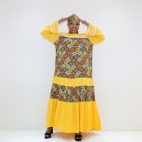 Robe Boubou jaune avec panneaux à motifs et jupe à volants BLCR40997F