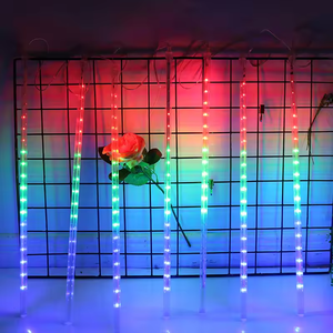 ETOP-Luces <span class=keywords><strong>solares</strong></span> de lluvia de meteoritos para exteriores, guirnalda de luces LED navideñas de meteoritos, para fiestas, 8 <span class=keywords><strong>tubos</strong></span>, 192 - Product Image 2