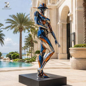 Sculpture de robot en acier inoxydable, artisanat métallique, personnage futuriste grandeur nature, décoration de jardin extérieur, surface polie, sur mesure - Product Image 3