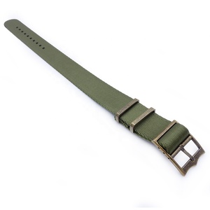 Ceinture de sécurité en Nylon, couleur <span class=keywords><strong>vert</strong></span> Olive, boucle en Bronze, 20mm, 22mm, bracelets de montre, haute qualité - Product Image 2