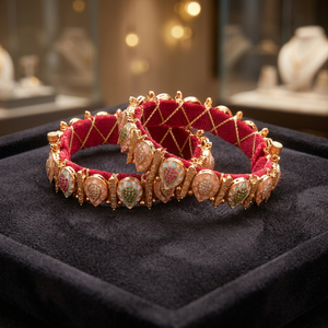 Pulseras Meenakari de Dos Piezas Chapadas en Oro Antiguo, Joyería de Moda Romántica para Mujer, Libre de Níquel y Plomo, por Kanhai Jewels - Product Image 3