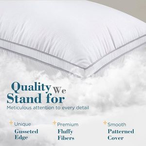 Almohada Moderna de Plumas de Ganso Natural con Soporte para el Cuello, Diseño Sólido, Funda 100% Algodón - Almohada de Viaje Personalizable para Dormir en Hoteles - Product Image 2