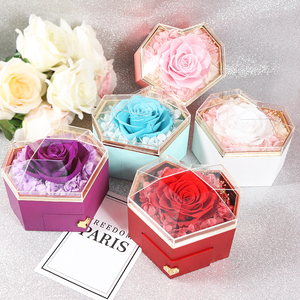 Nuevo producto 2024 regalos del día de San Valentín flor eterna para siempre T rosa en forma de corazón caja de Rosa acrílica para el mejor amigo - Product Image 4