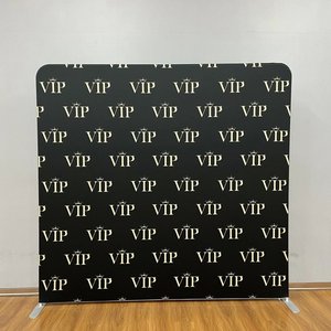 8*8ft Custom Double Side Printing Black Gold Tension Fabric Pillow Case <strong>Photo</strong> <strong>Booth</strong> Exhibition Backdrop Display Stand