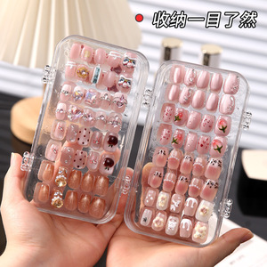 Transparent Nail <b>Storage</b> Box For Nail Tips Foldable Sealed Dustproof Display Case With <b>Drawers</b> <b>Stackable</b> Desktop Organizer - Product Image 3