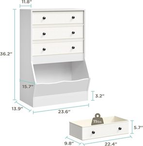 Scaffale portaoggetti bianco a cubetti <span class=keywords><strong>per</strong></span> bambini, dotato di cassetti in PU e tessuto non tessuto, ideale <span class=keywords><strong>per</strong></span> libri e giocattoli in camera da letto - Product Image 6