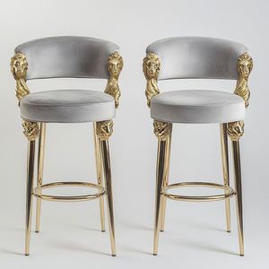 Silla alta de lujo moderna personalizable, taburetes de Bar de estilo Simple, Metal de acero al carbono ajustable para uso en comedor de Hotel y sala de estar - Product Image 4