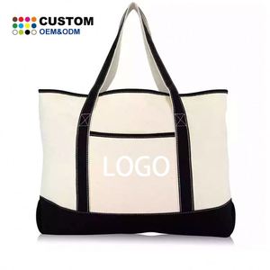 Sacs de courses réutilisables en toile extra larges, sacs à main multi-poches, sacs de plage avec poche, grand sac d'épicerie - Product Image 1