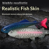 Leurre souple réaliste en plastique souple, type Swimbait à queue de pagaie et queue en T, pour lancer longue distance, appât artificiel non monté pour Black-bass, Brochet, Lucioperca