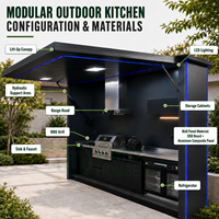 Gabinetes de Cocina Modulares para Exteriores, Estación Prefabricada de Acero para Jardín, Barbacoa y Entretenimiento