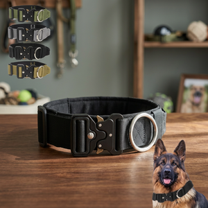 Collier pour chien tactique anti-explosion personnalisé, épais, rembourré, à clous, avec rubans en plastique, pour l'aventure en extérieur, disponible en petites et grandes tailles - Product Image 3
