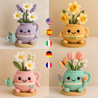 Tanaman Pot Rajutan Tangan Bergaya Baru Kreatif Mini Menggemaskan Positif Buatan Tangan Pot Bunga Rajut Crochet