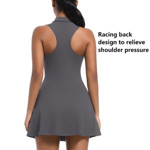 ملابس رياضية نسائية بالجملة لياقة بدنية مقاس كبير بدون أكمام صالة ألعاب رياضية بسحاب مخصص عاري الظهر فستان يوغا تنس - Product Image 3