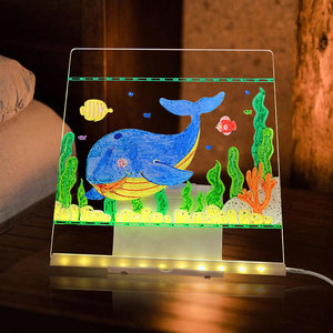 7 色笔可擦 LED 夜灯亚克力灯支架创意儿童画板圣诞留言板套装 - Product Image 4
