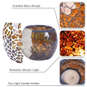 Portavelas de luz de té, frascos de vidrio de mosaico hechos a mano, candelabro romántico para hacer velas - Product Image 4
